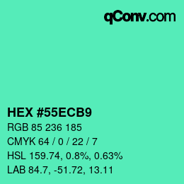 カラーコード: HEX #55ECB9 | qconv.com