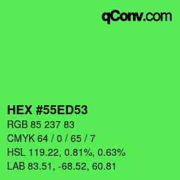 Color code: HEX #55ED53 | qconv.com