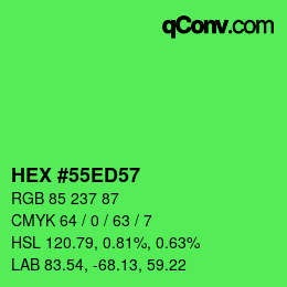 颜色代码: HEX #55ED57 | qconv.com