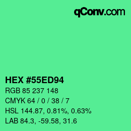 カラーコード: HEX #55ED94 | qconv.com