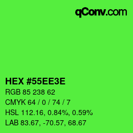 Color code: HEX #55EE3E | qconv.com