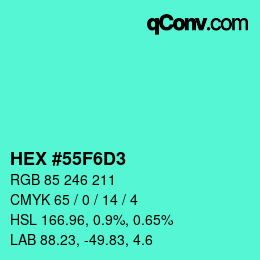Color code: HEX #55F6D3 | qconv.com
