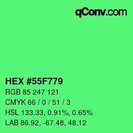 カラーコード: HEX #55F779 | qconv.com