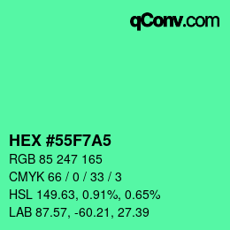 Color code: HEX #55F7A5 | qconv.com