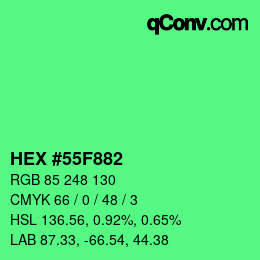 カラーコード: HEX #55F882 | qconv.com