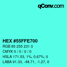 Color code: HEX #55FFE700 | qconv.com