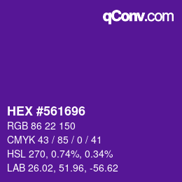 Farbcode: HEX #561696 | qconv.com