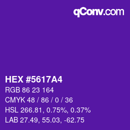 カラーコード: HEX #5617A4 | qconv.com