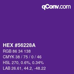 Color code: HEX #56228A | qconv.com