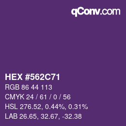 Color code: HEX #562C71 | qconv.com