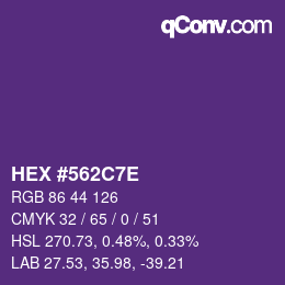Color code: HEX #562C7E | qconv.com