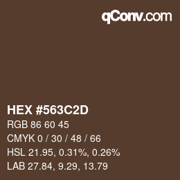 Color code: HEX #563C2D | qconv.com