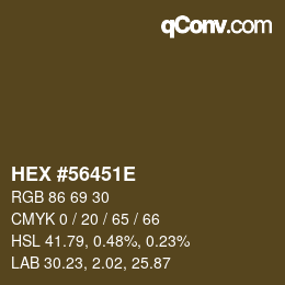 Color code: HEX #56451E | qconv.com