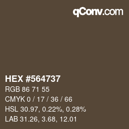 カラーコード: HEX #564737 | qconv.com