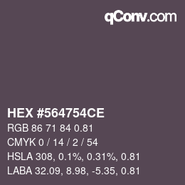 Farbcode: HEX #564754CE | qconv.com