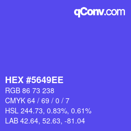 カラーコード: HEX #5649EE | qconv.com