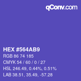 颜色代码: HEX #564AB9 | qconv.com