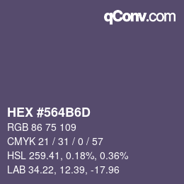 Farbcode: HEX #564B6D | qconv.com