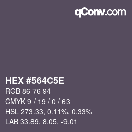 Farbcode: HEX #564C5E | qconv.com