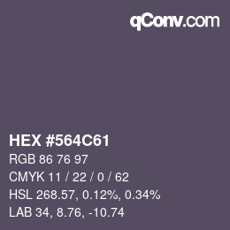 カラーコード: HEX #564C61 | qconv.com