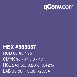 颜色代码: HEX #565087 | qconv.com