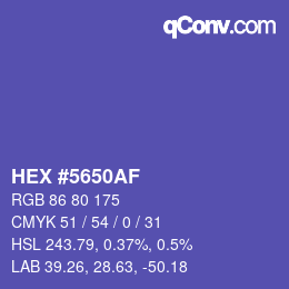 カラーコード: HEX #5650AF | qconv.com
