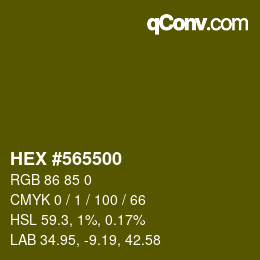 颜色代码: HEX #565500 | qconv.com