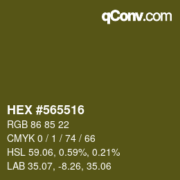 颜色代码: HEX #565516 | qconv.com