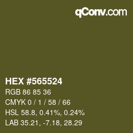 カラーコード: HEX #565524 | qconv.com