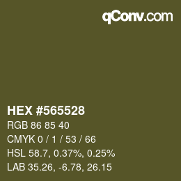 カラーコード: HEX #565528 | qconv.com