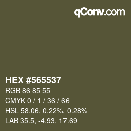 カラーコード: HEX #565537 | qconv.com