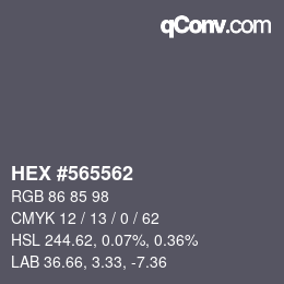 カラーコード: HEX #565562 | qconv.com