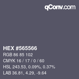 カラーコード: HEX #565566 | qconv.com
