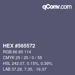 颜色代码: HEX #565572 | qconv.com