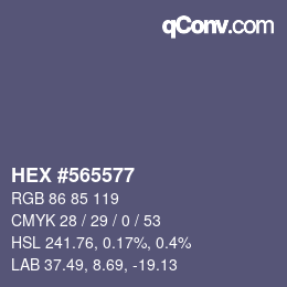 颜色代码: HEX #565577 | qconv.com
