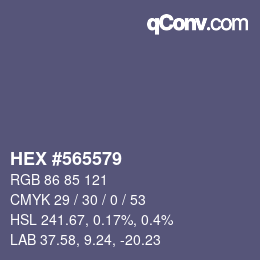 颜色代码: HEX #565579 | qconv.com