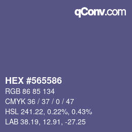 カラーコード: HEX #565586 | qconv.com