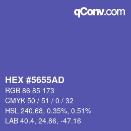 颜色代码: HEX #5655AD | qconv.com