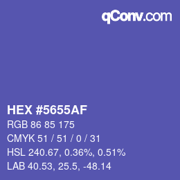 カラーコード: HEX #5655AF | qconv.com