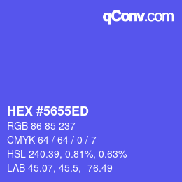 カラーコード: HEX #5655ED | qconv.com