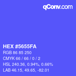 カラーコード: HEX #5655FA | qconv.com
