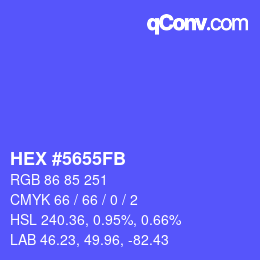 カラーコード: HEX #5655FB | qconv.com