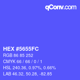 カラーコード: HEX #5655FC | qconv.com