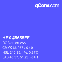 カラーコード: HEX #5655FF | qconv.com