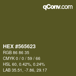 Color code: HEX #565623 | qconv.com