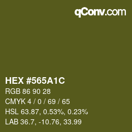 Farbcode: HEX #565A1C | qconv.com
