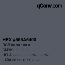 颜色代码: HEX #565A6400 | qconv.com
