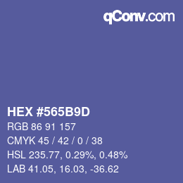 Farbcode: HEX #565B9D | qconv.com