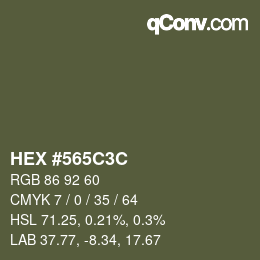 Color code: HEX #565C3C | qconv.com