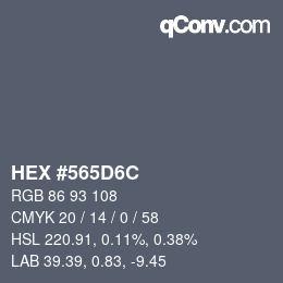 Farbcode: HEX #565D6C | qconv.com
